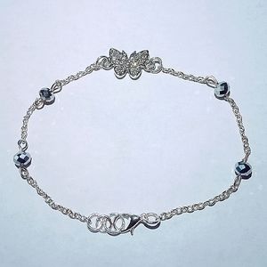 9.5" Handmade Silver Crystal Butterfly Summer Ankle Bracelet